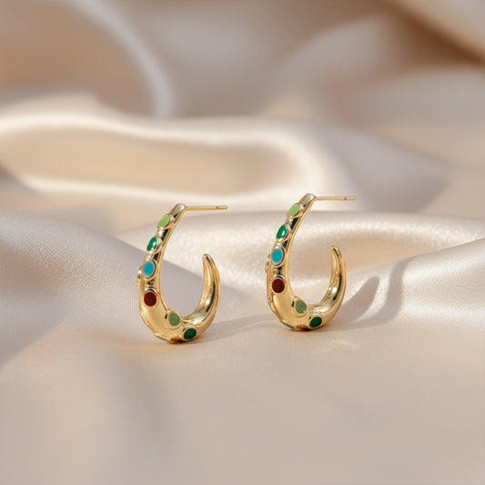 LuxeNova Colorstone Hoop Earrings jewellery product view 2