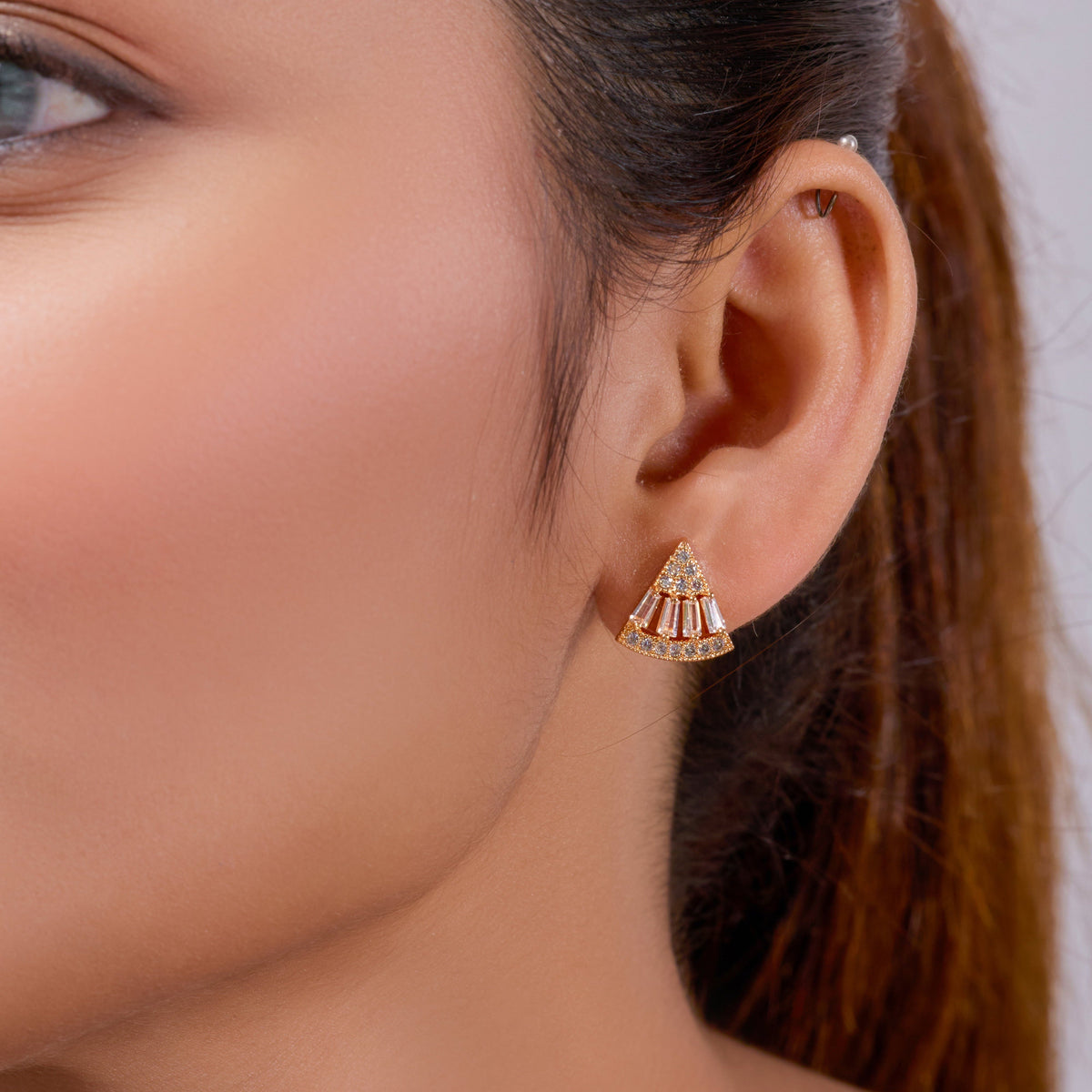Opulence Arc Crystal Stud Earrings jewellery product view 7