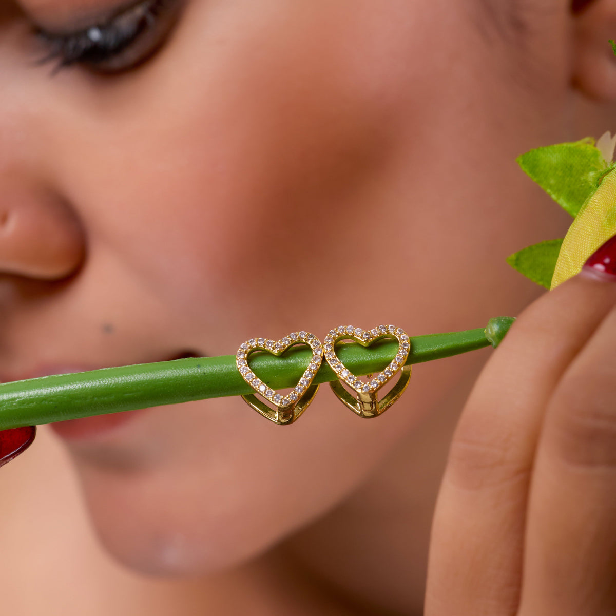 Celestia Love Crystal Heart Earrings jewellery product view 4