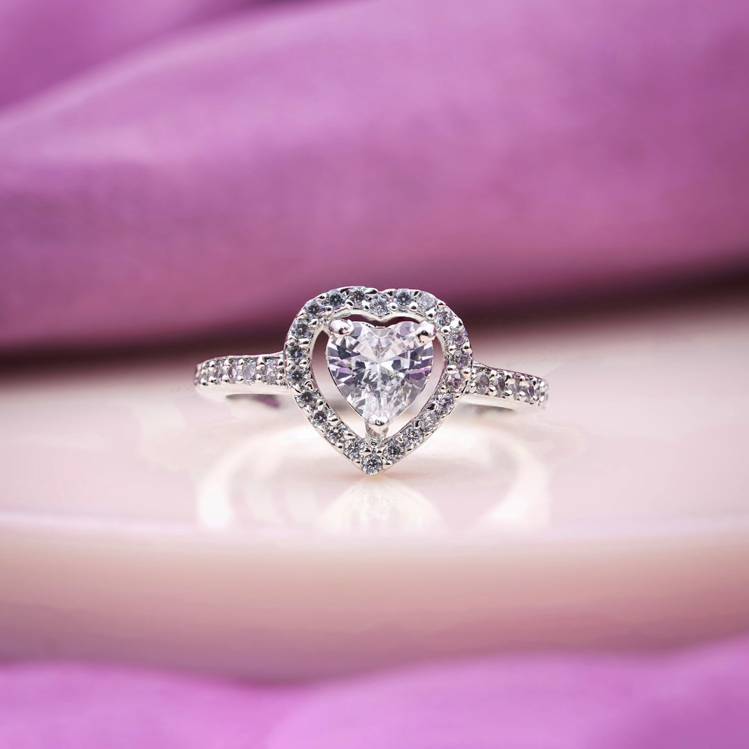 Amora Heart Halo Ring jewellery product view 1