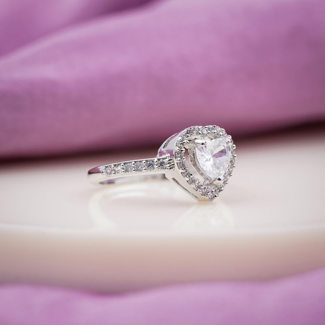 Amora Heart Halo Ring jewellery product view 3