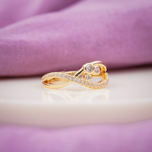 Royal Diamond Crossover Gold Ring jewellery product view 2