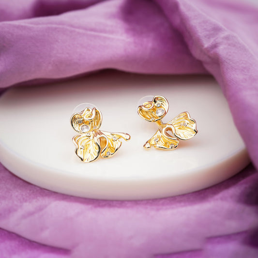 Elite Golden Petal Pearl Earrings jewellery product view 2