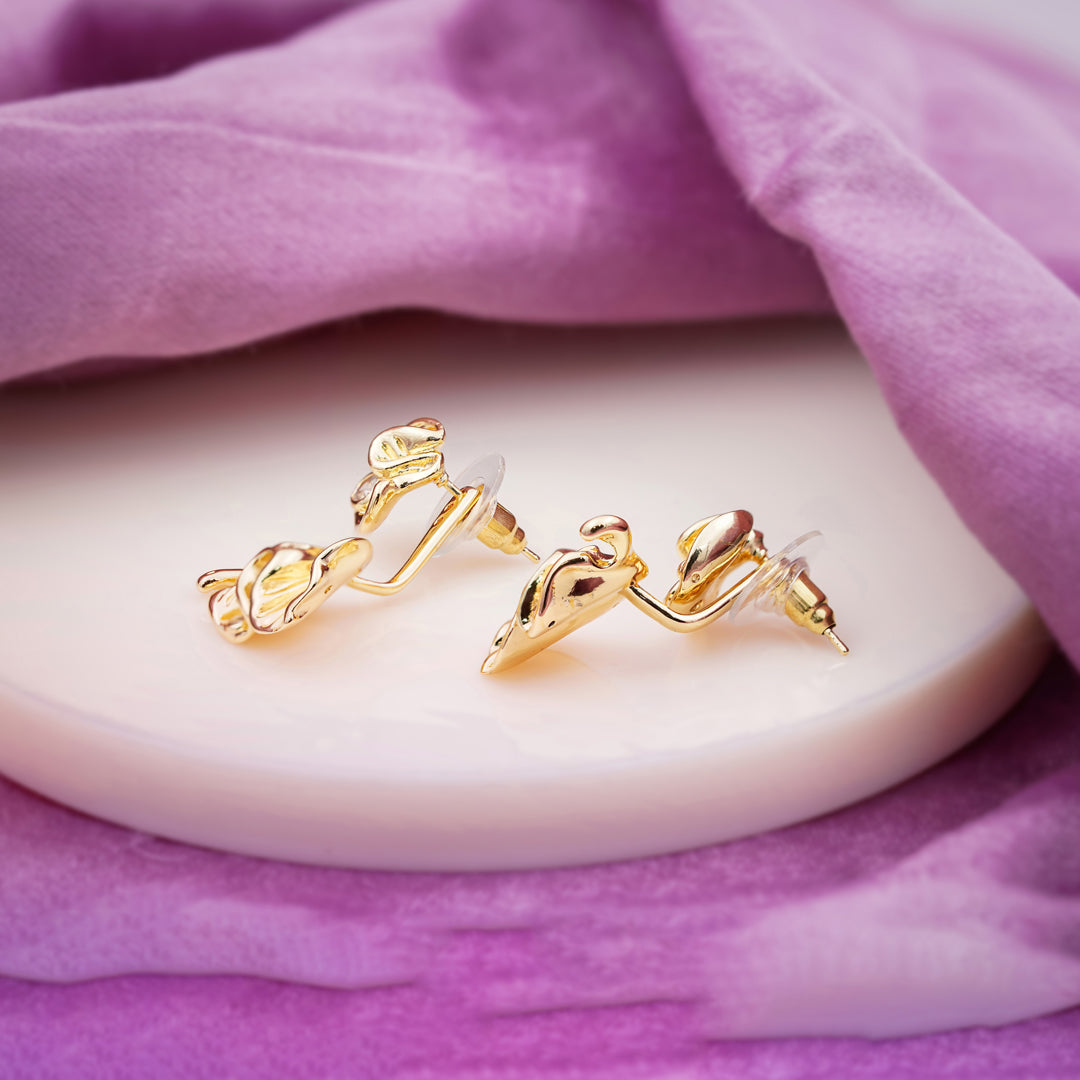 Elite Golden Petal Pearl Earrings jewellery product view 6
