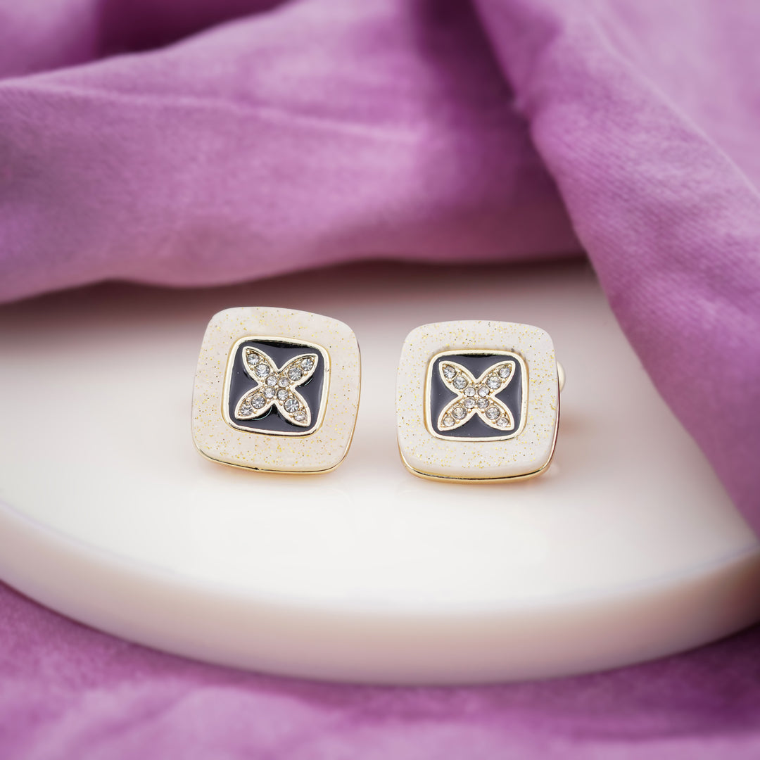Ivory Noir Blossom Luxe Stud Earrings jewellery product view 3