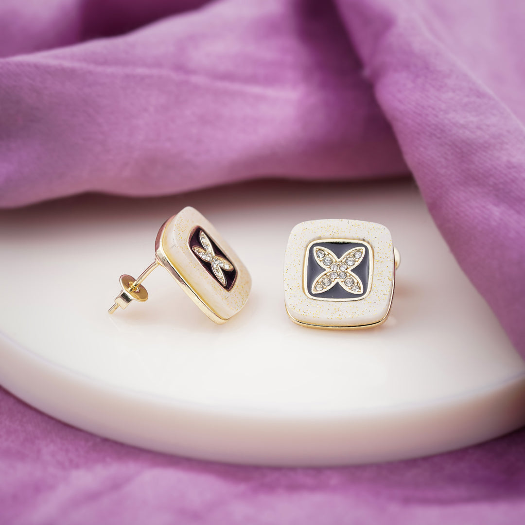 Ivory Noir Blossom Luxe Stud Earrings jewellery product view 4