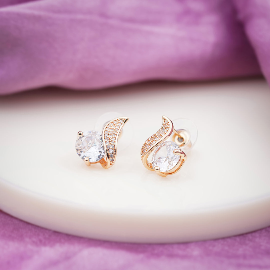 Crescent Diamond Glow Stud Earrings jewellery product view 3
