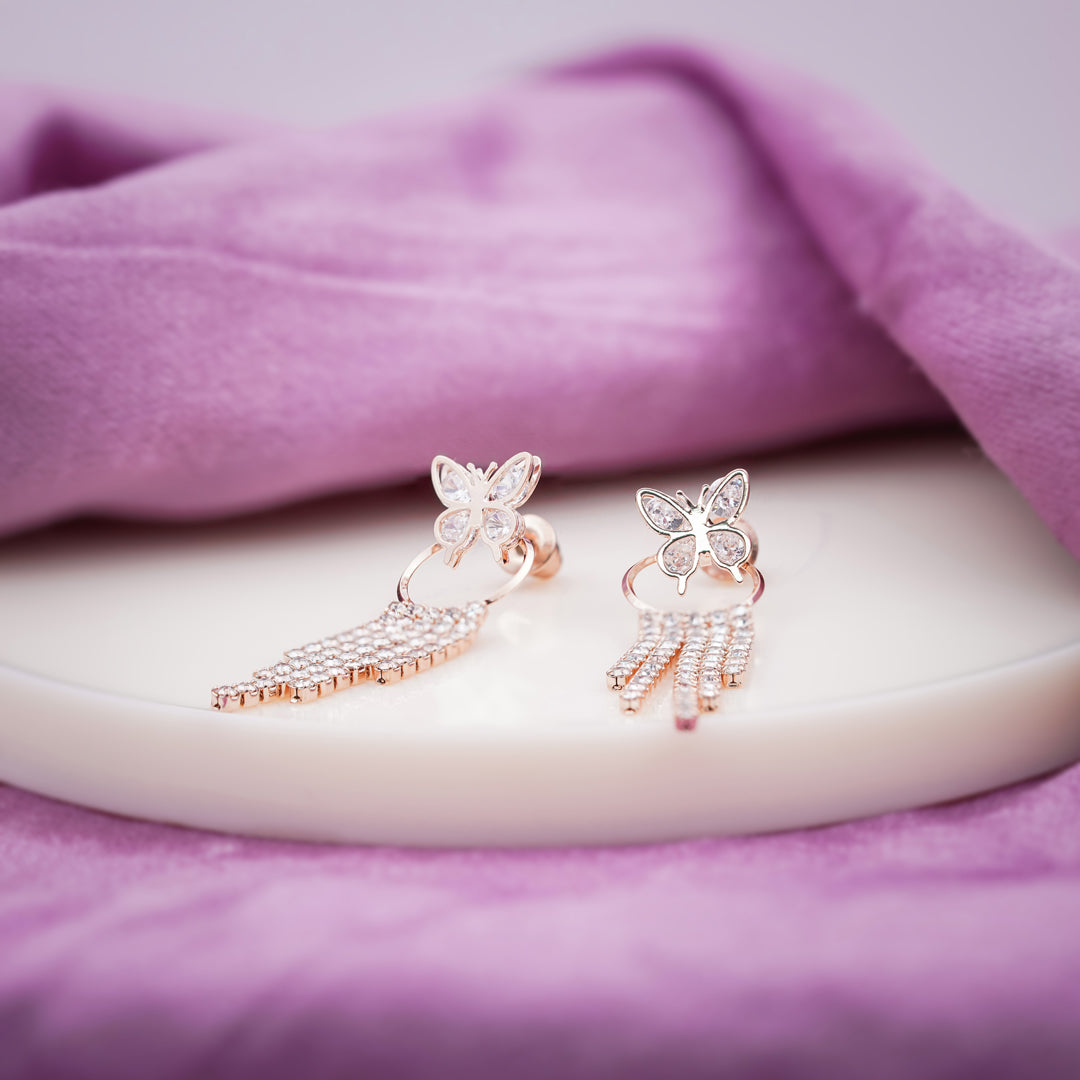 Butterfly Crystal Tassel Earrings jewellery product view 4