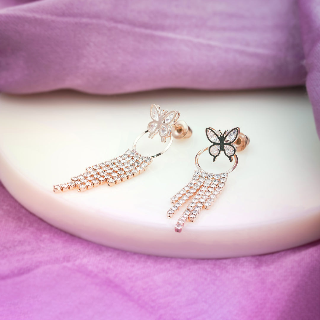 Butterfly Crystal Tassel Earrings jewellery product view 3