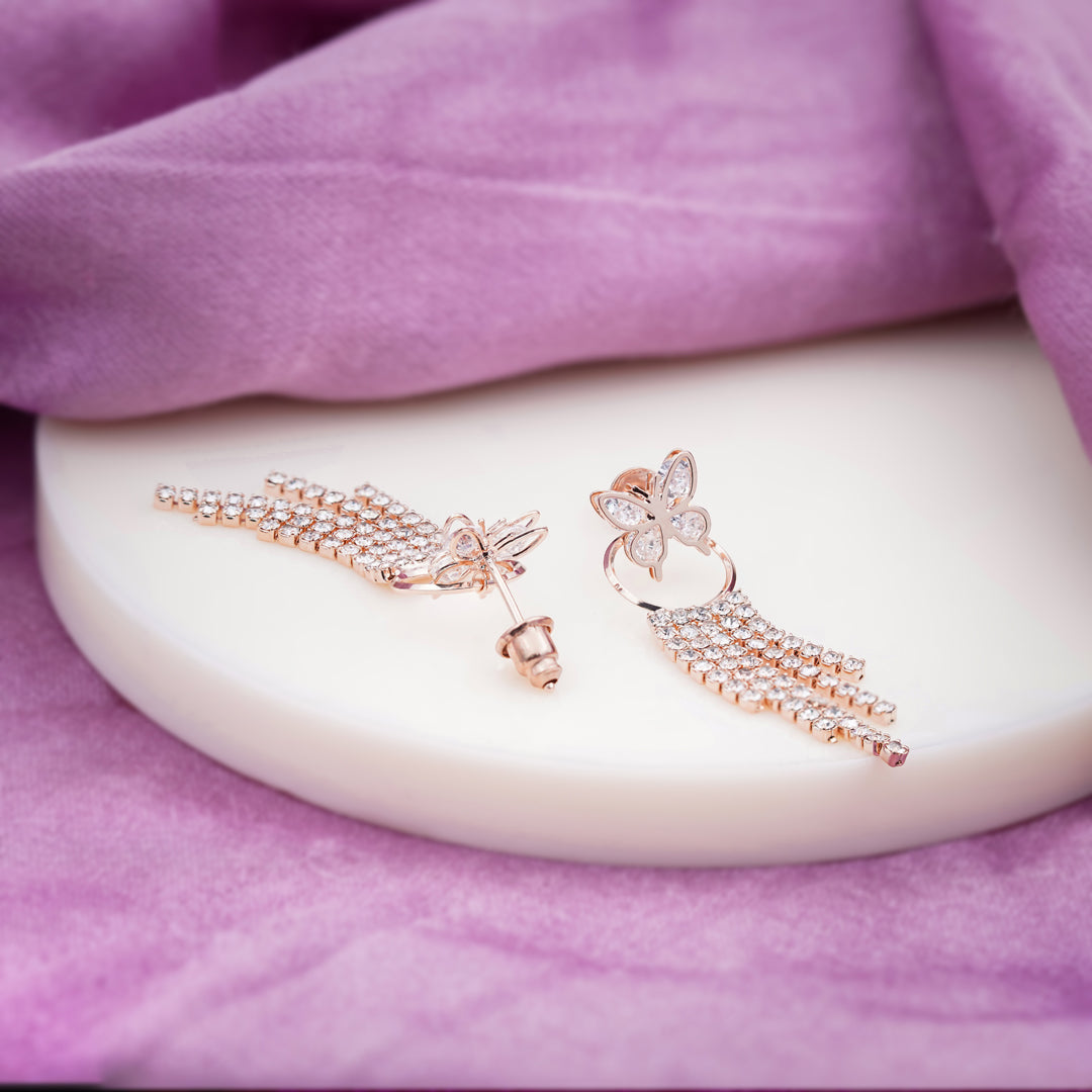Butterfly Crystal Tassel Earrings jewellery product view 5