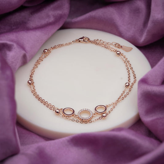 Aurora Crystal Circle Rose Gold Anklet jewellery product view 1