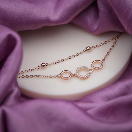 Aurora Crystal Circle Rose Gold Anklet jewellery product view 2