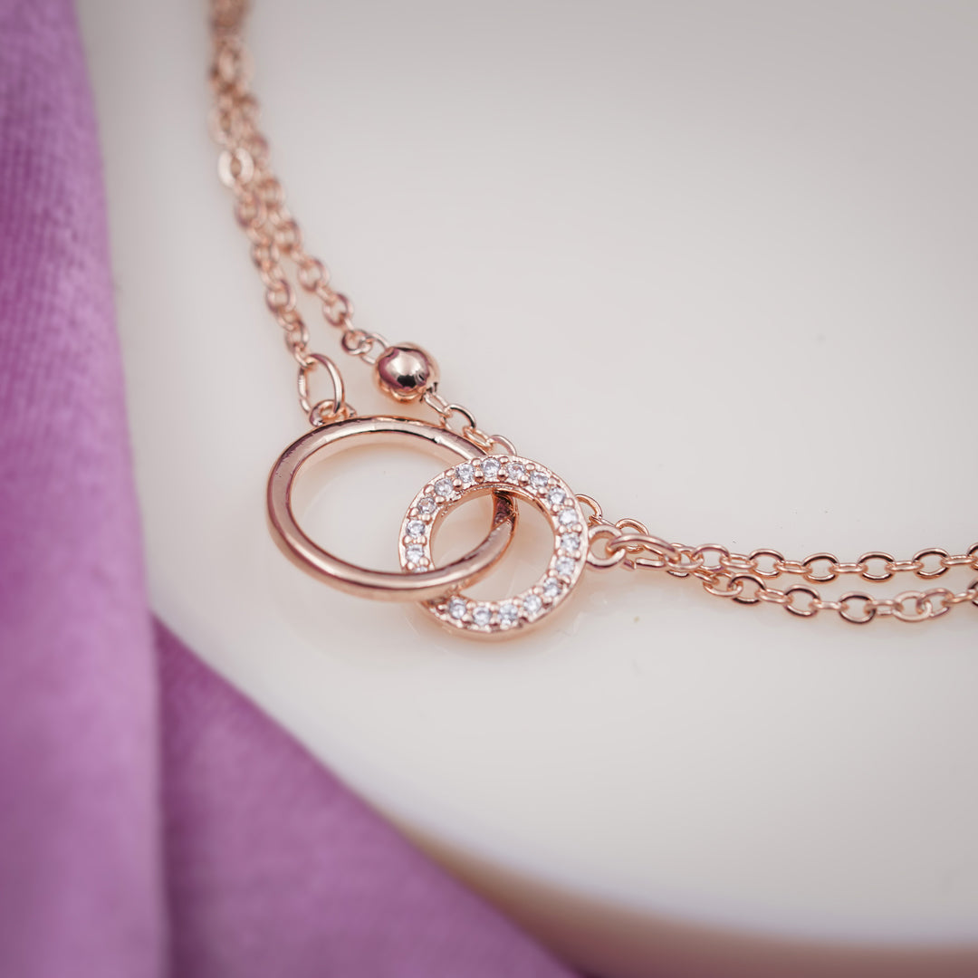 Interlocking Circle Rose Gold Anklet jewellery product view 2