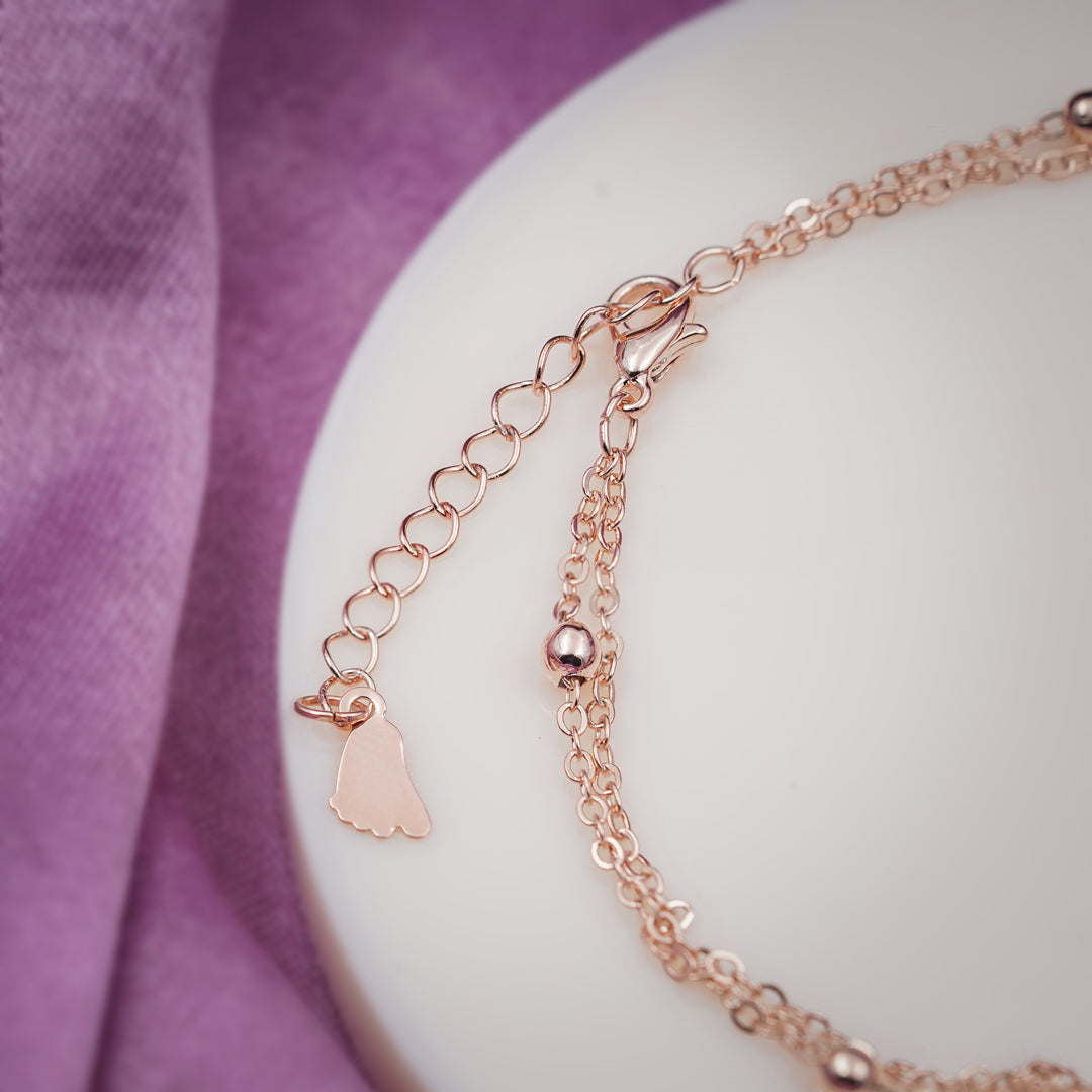 Luxpenny Twin Heart Rose Gold Anklet jewellery product view 4