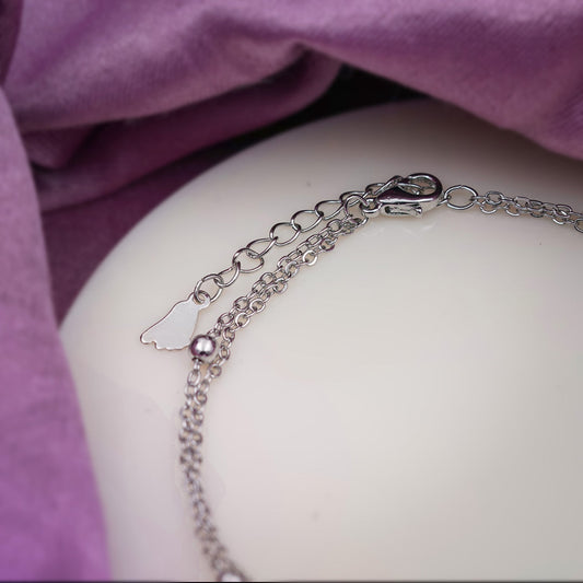 Dainty Crystal Dangle Silver Anklet jewellery product view 2