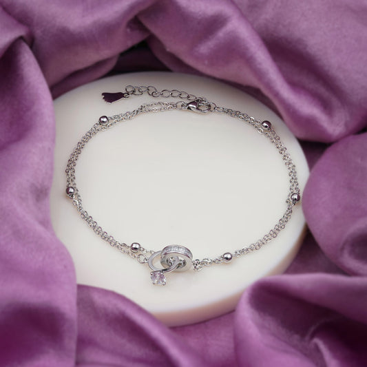 Celestial Knot Silver Anklet jewellery product view 1