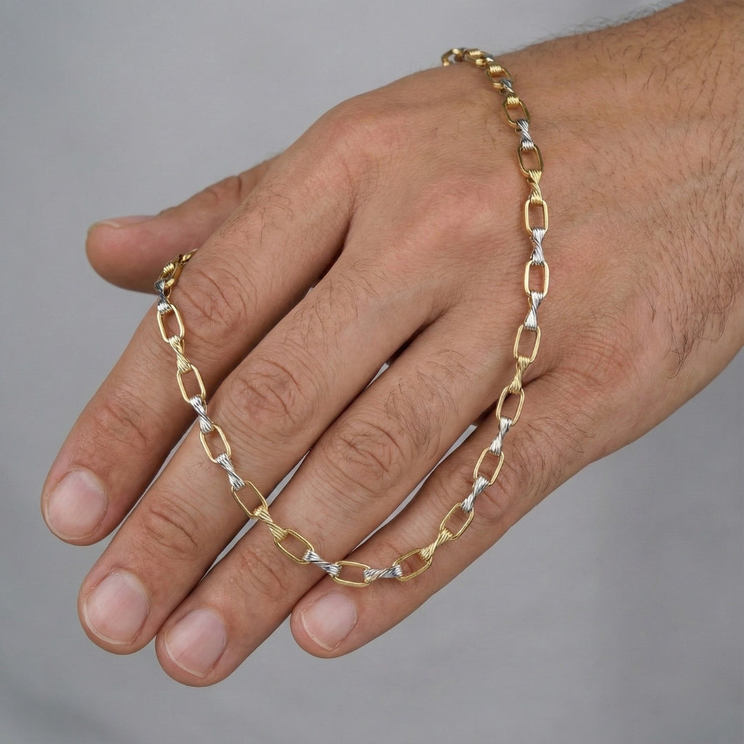 Dual Tone Rectangular Link Chain jewellery product view 2