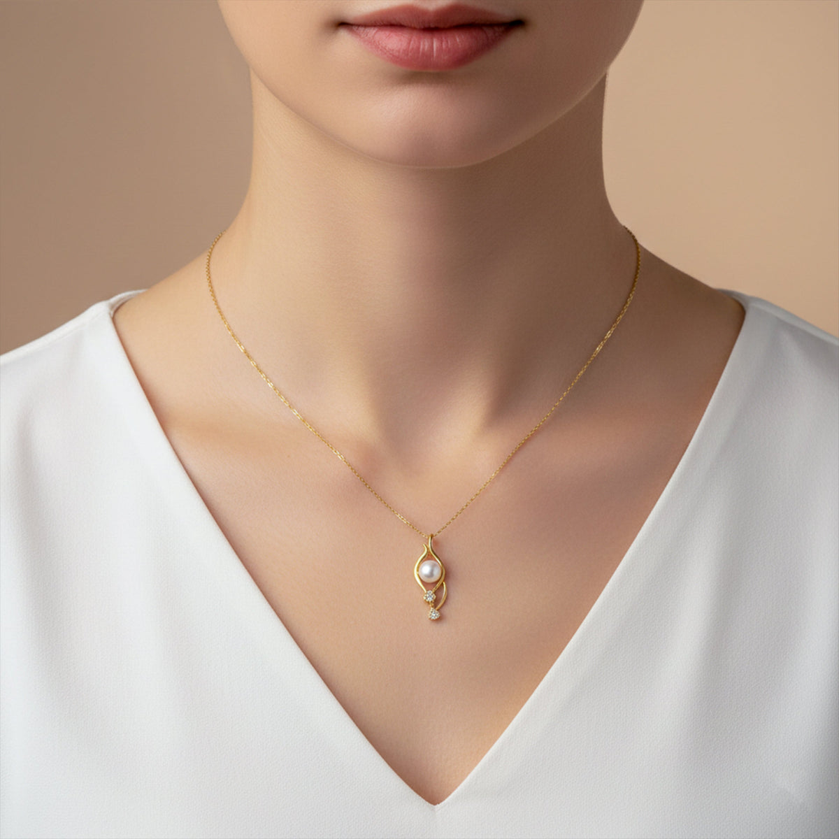Minimal Gold Pearl Drop Pendant Necklace jewellery product view 4