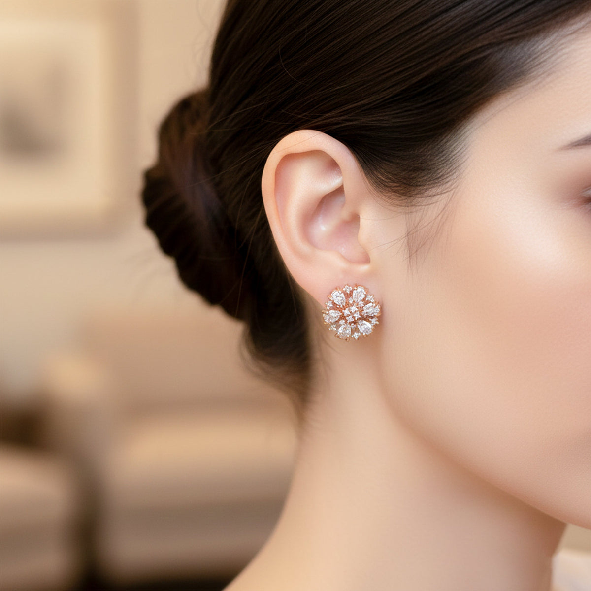 Aurora Sunburst Crystal Stud Earrings jewellery product view 4