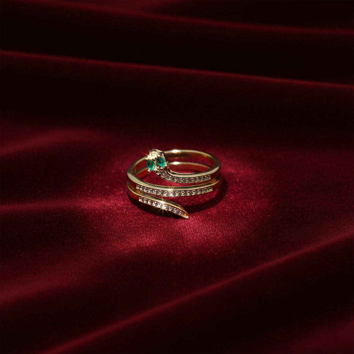 Emerald Diamond Snake Coil Ring jewellery product view 3