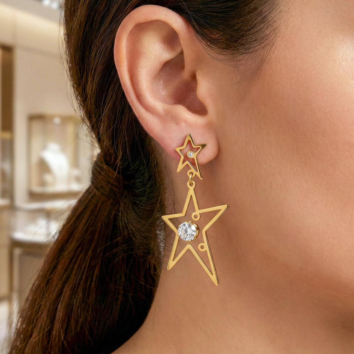 Galaxy Star Dangle Earrings jewellery product view 2