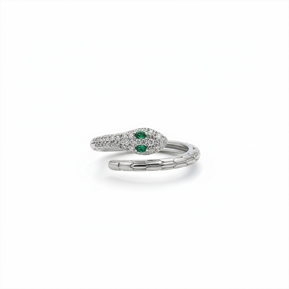 Regal Emerald Eye Serpent Statement Ring jewellery product view 5