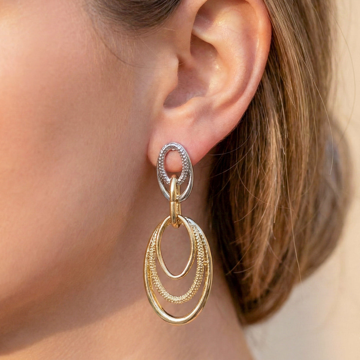 Aurora Luxe Double Oval Drop Earrings jewellery product view 3