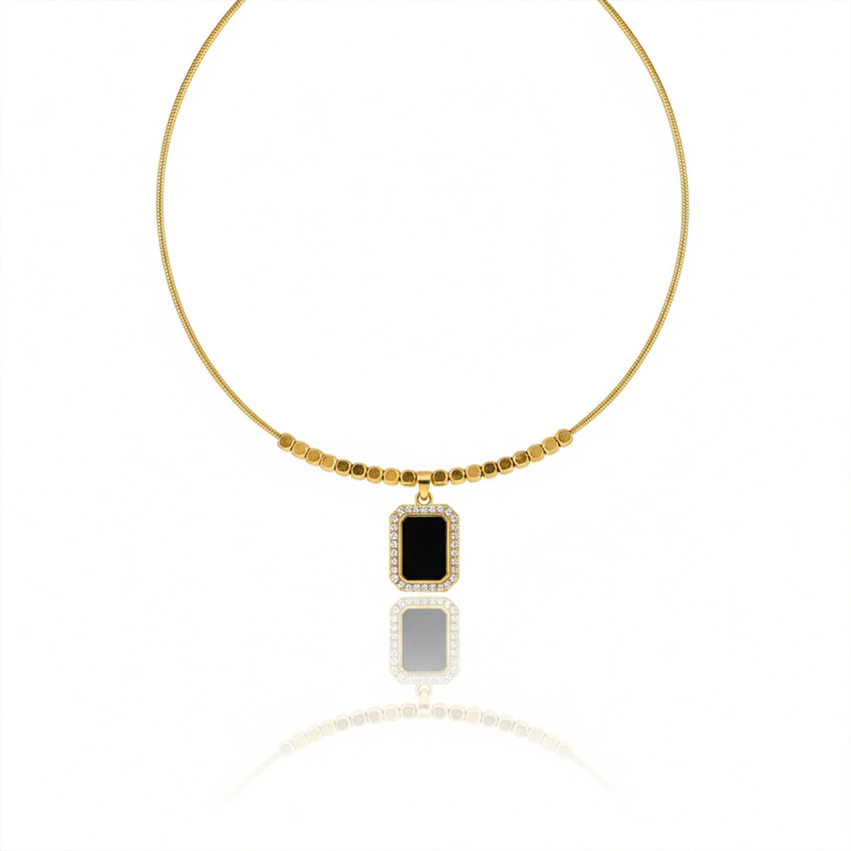 Velora Black Stone Gold Necklace jewellery product view 3