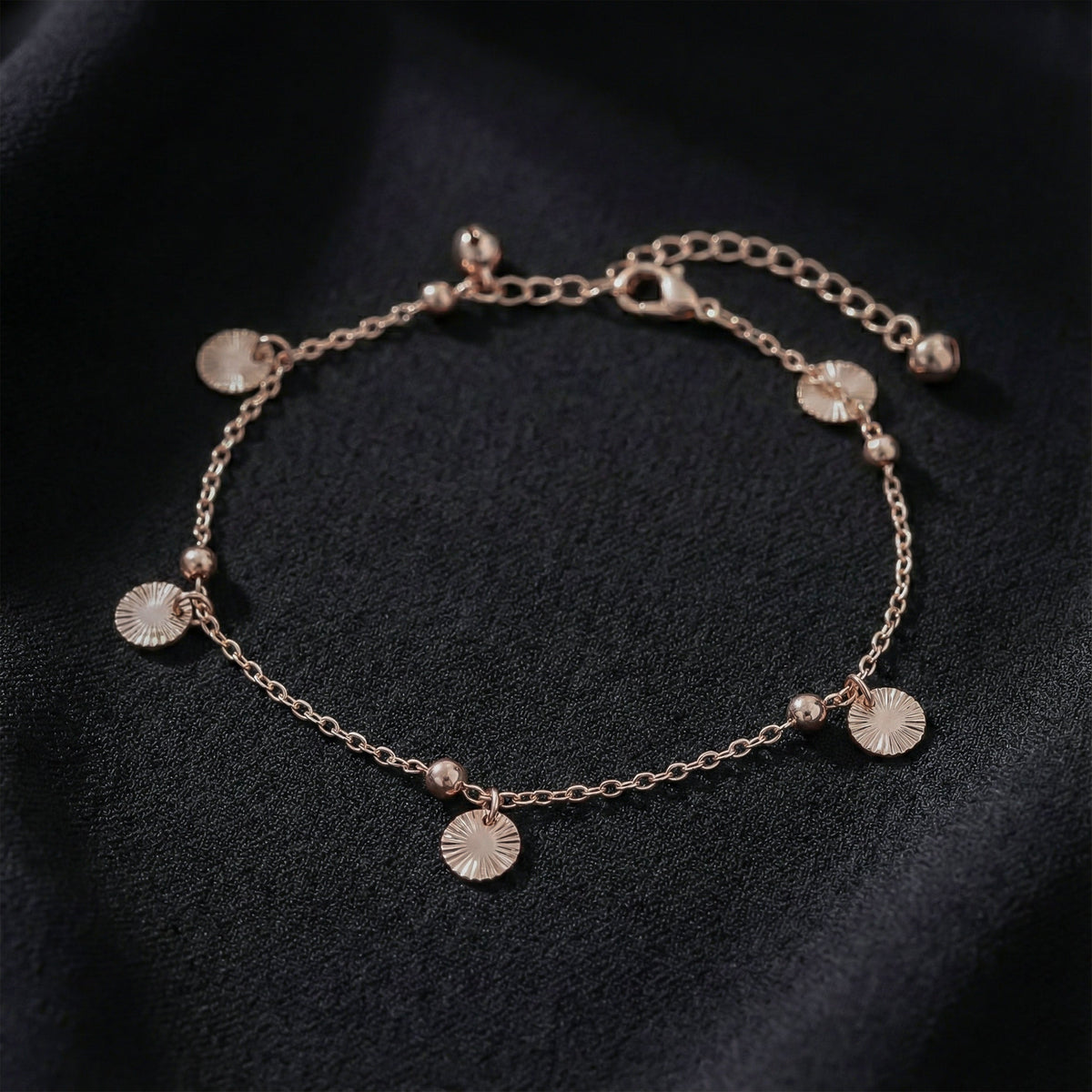Rose Gold Sunburst Charm Anklet jewellery product view 1