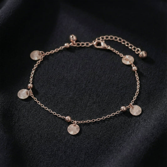 Rose Gold Sunburst Charm Anklet jewellery product view 1