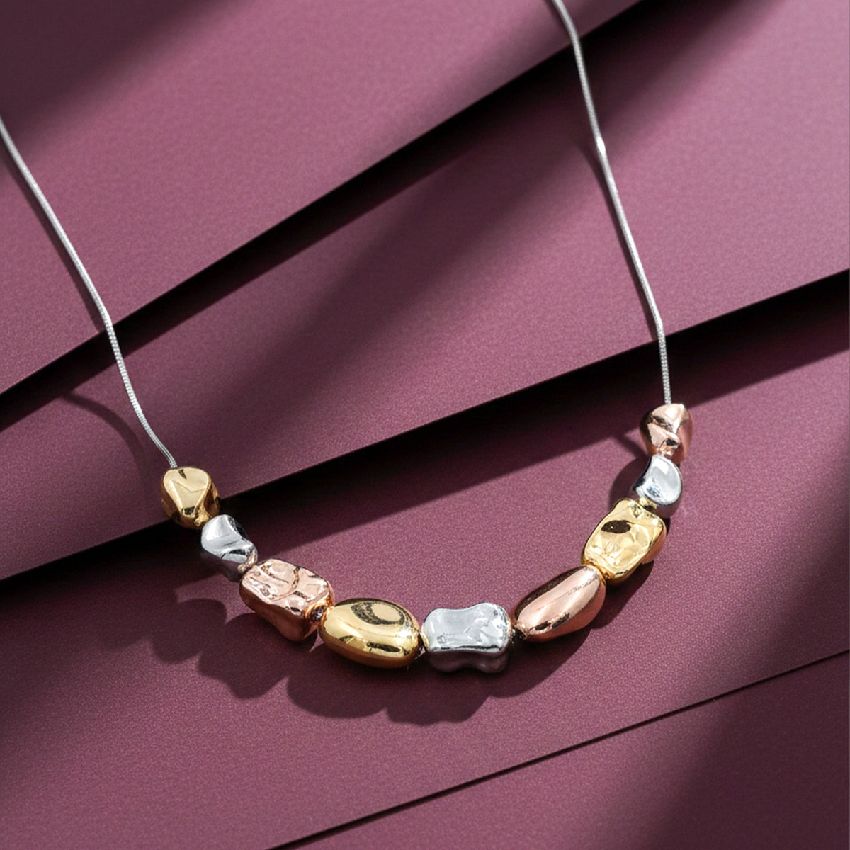 Elegant Tri Color Chunky Bead Necklace jewellery product view 1