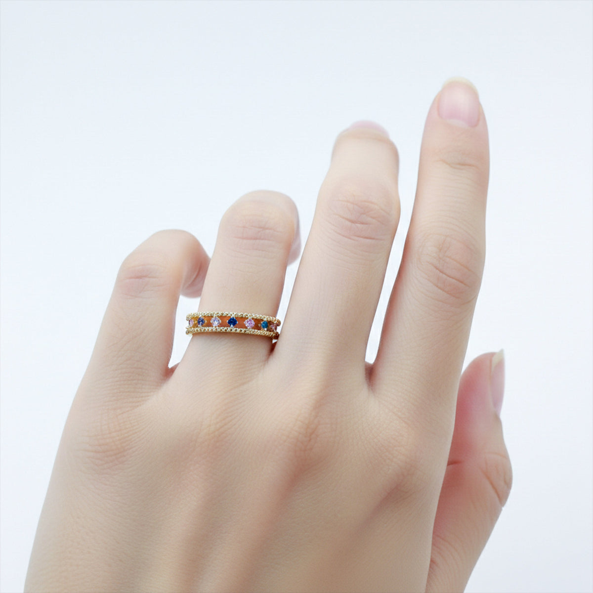 Multicolor Gemstone Open Band Ring jewellery product view 3