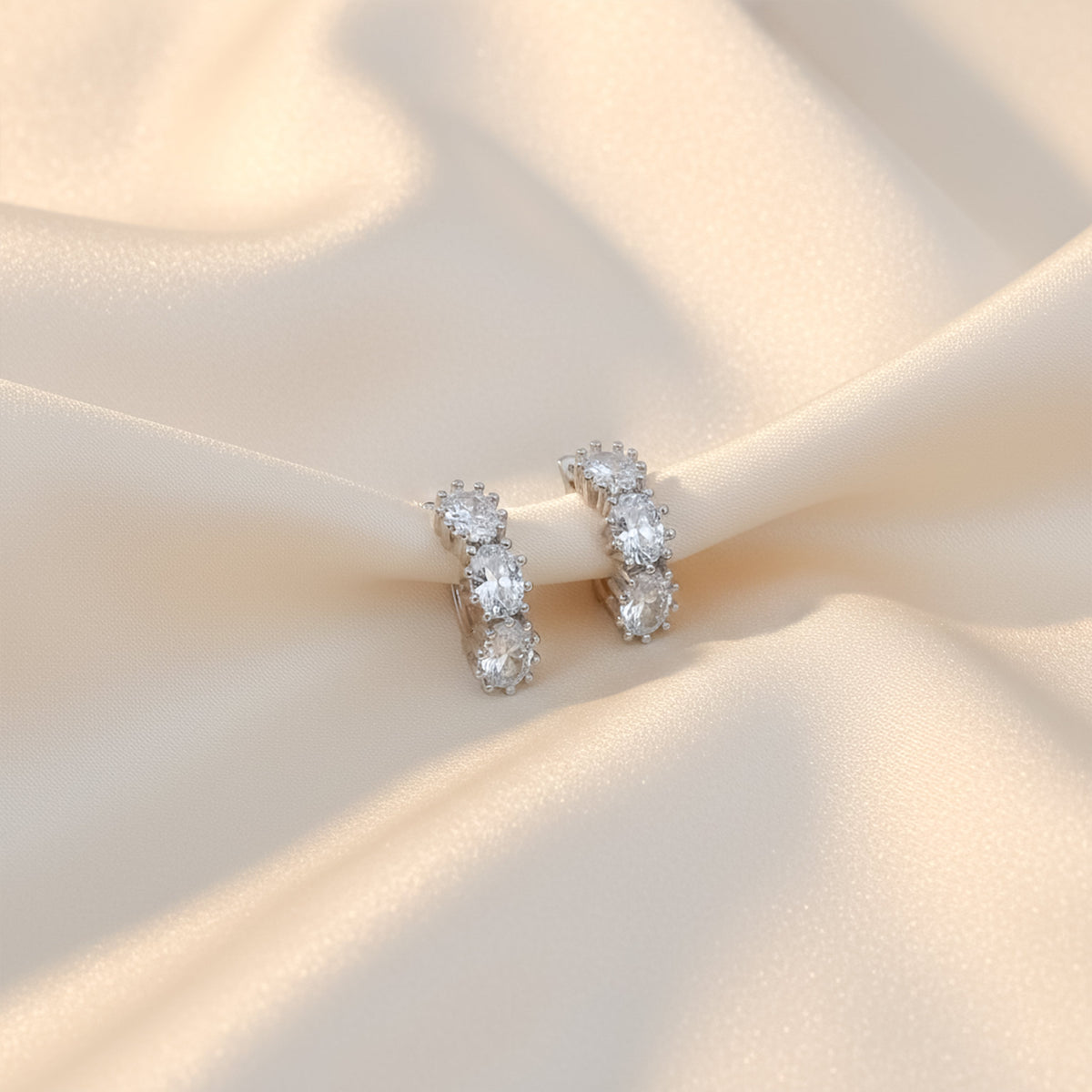 Eterna Glow Triple Diamond Hoops jewellery product view 2