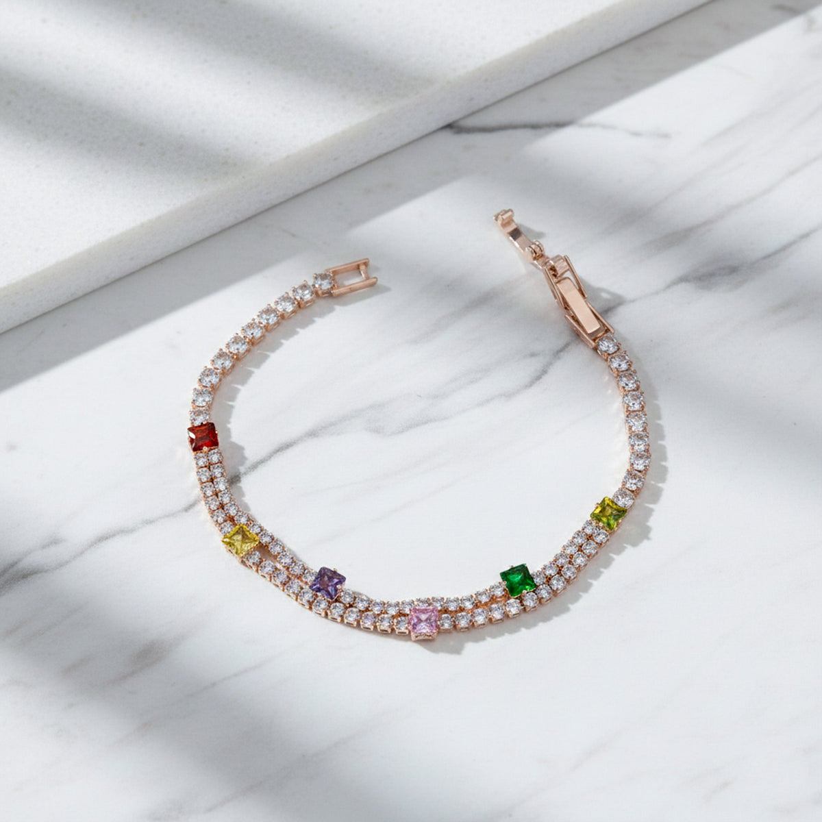 Luxury Rainbow Tennis Bracelet jewellery product view 2