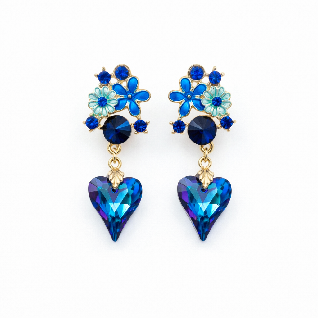 Blue Blossom Dangle Earrings jewellery product view 6