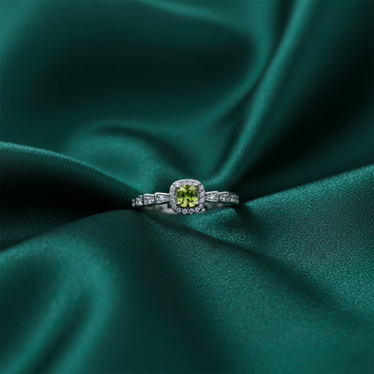 Elite Green Gemstone Halo Ring jewellery product view 1