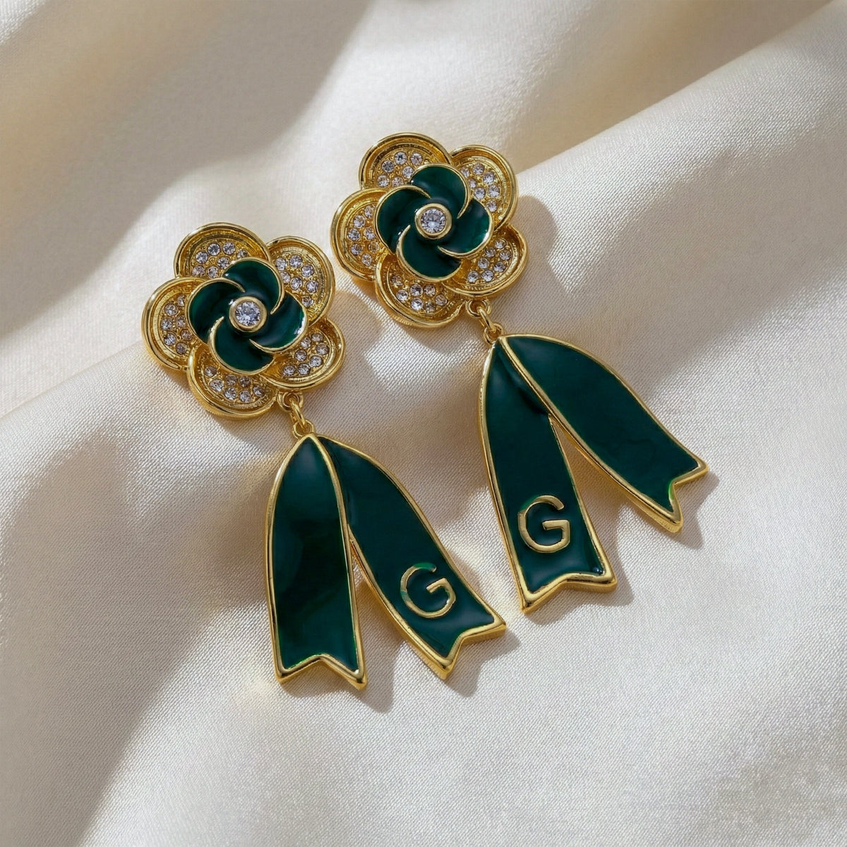 Luxury Bloom Floral Ribbon Earrings jewellery product view 1