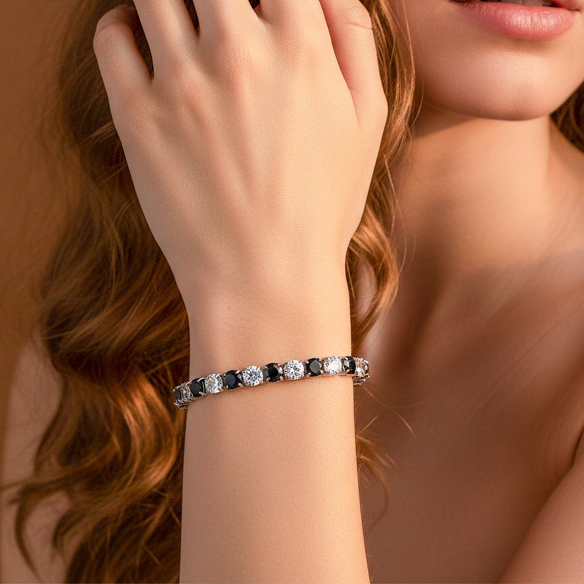 Noir Diamond Elegance Tennis Bracelet jewellery product view 2
