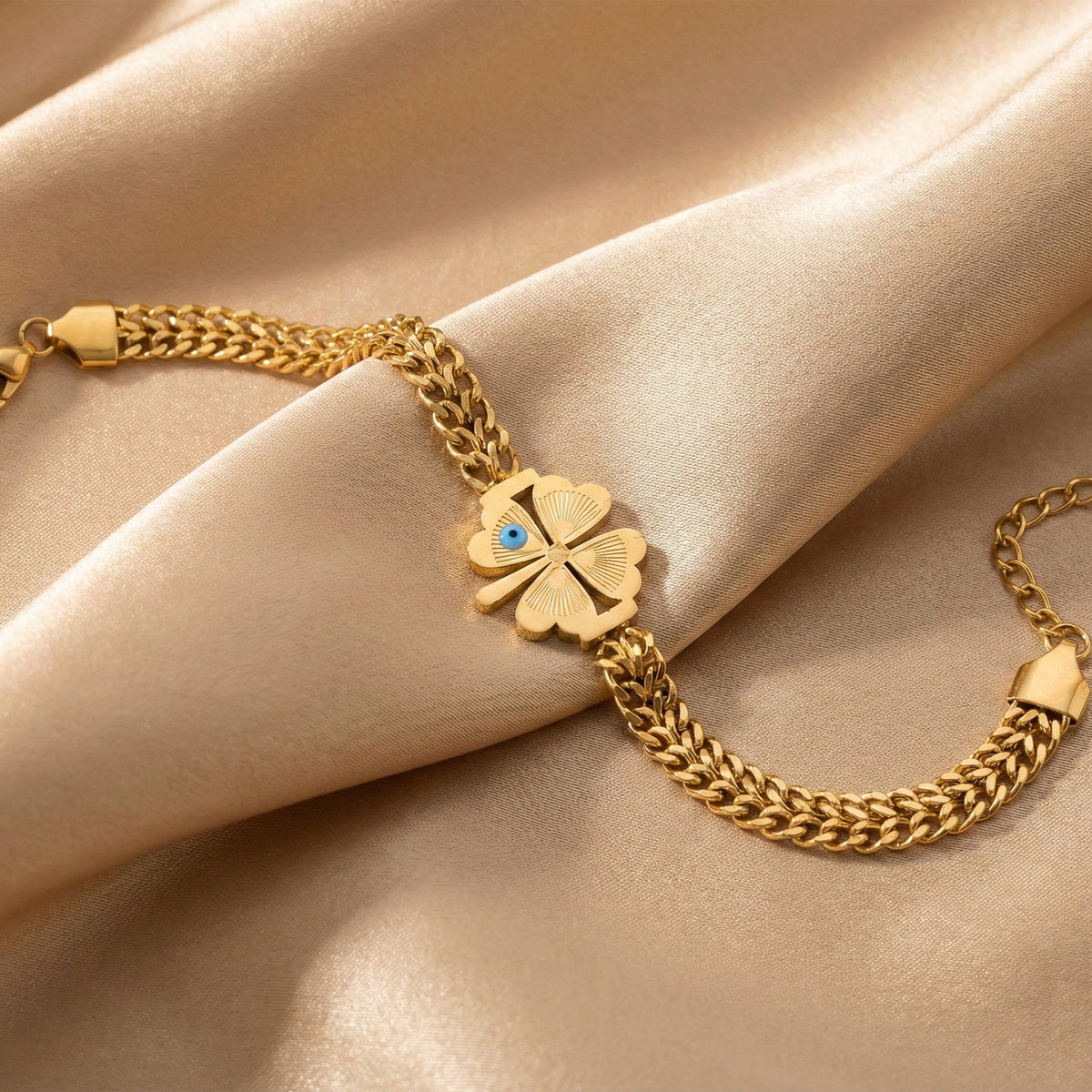 Elite Gold Nazar Clover Bracelet jewellery product view 1