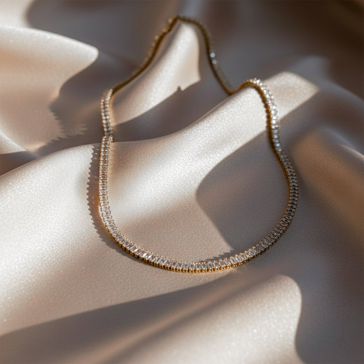 Golden Sparkle Tennis Chain Necklace jewellery product view 1