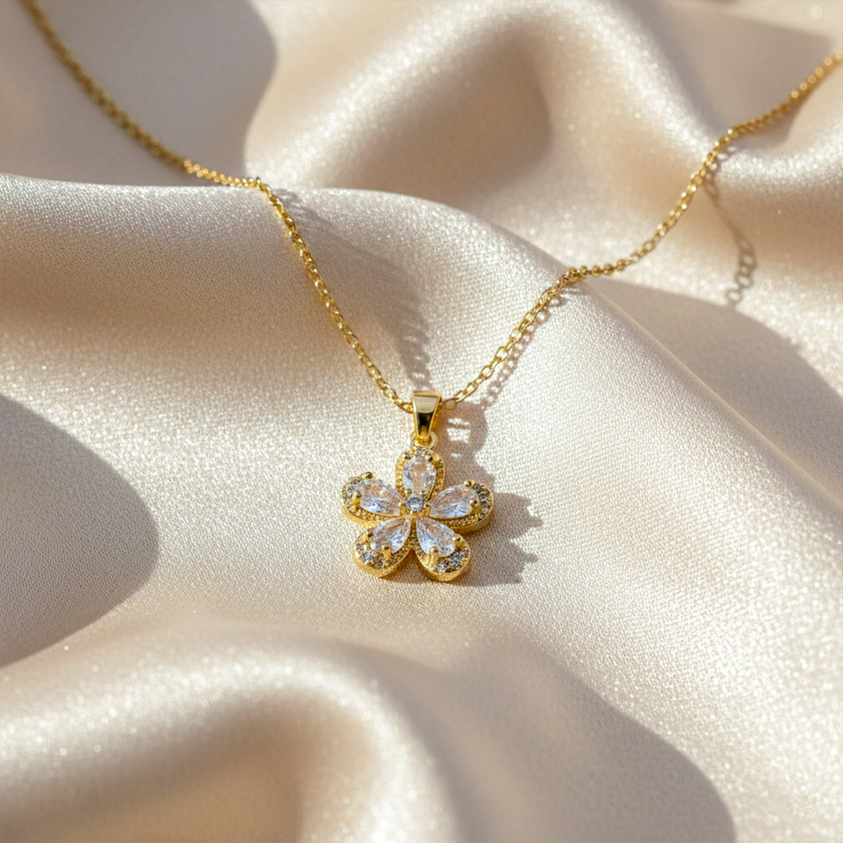 Sparkle Flower Crystal Pendant Necklace jewellery product view 1
