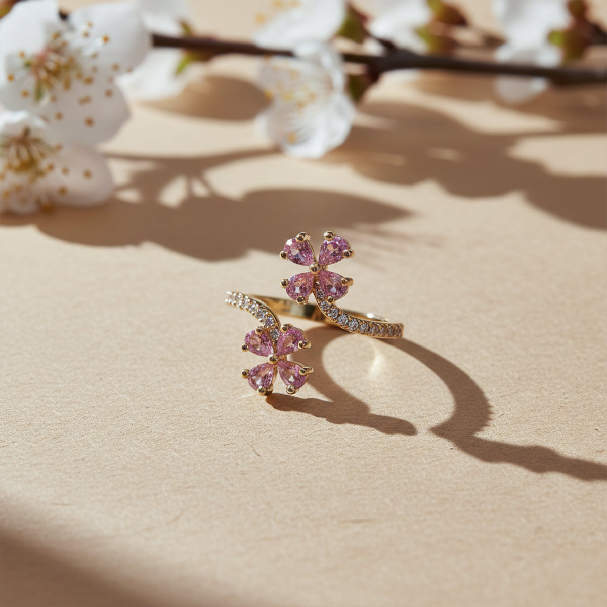 Rose Bloom Pink Adjustable Luxury Ring jewellery product view 2