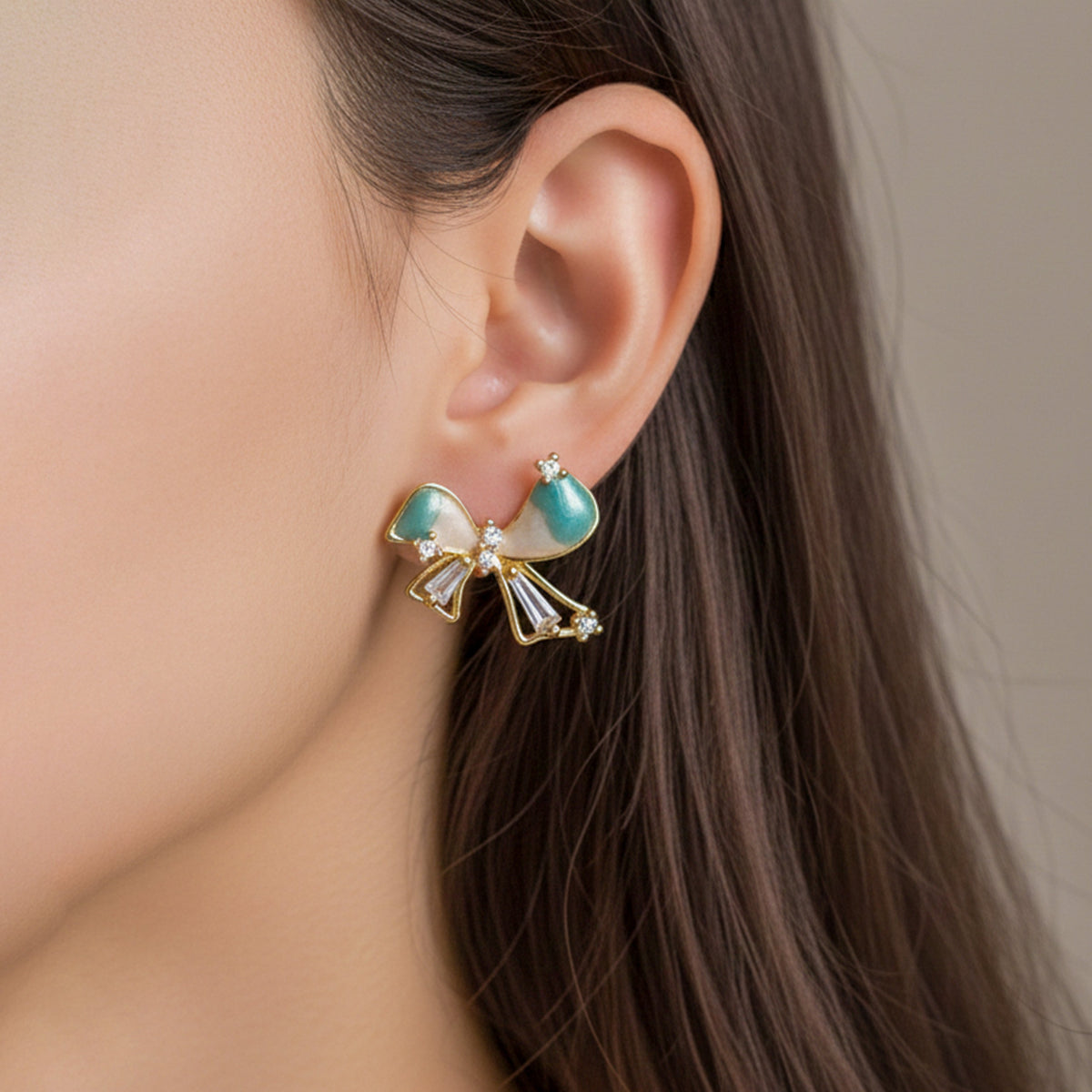 Velour Bow Radiance Earrings jewellery product view 2