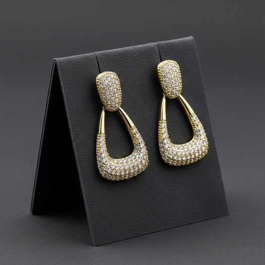 Luxe Zircon Drop Hoop Earrings jewellery product view 1