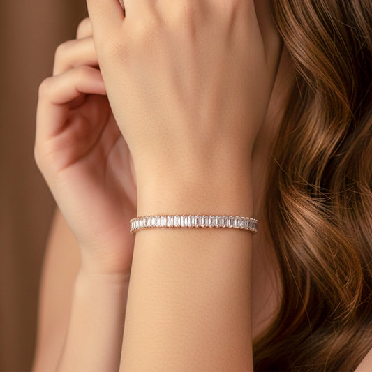 Opulenza Rose Gold Baguette Bracelet jewellery product view 1