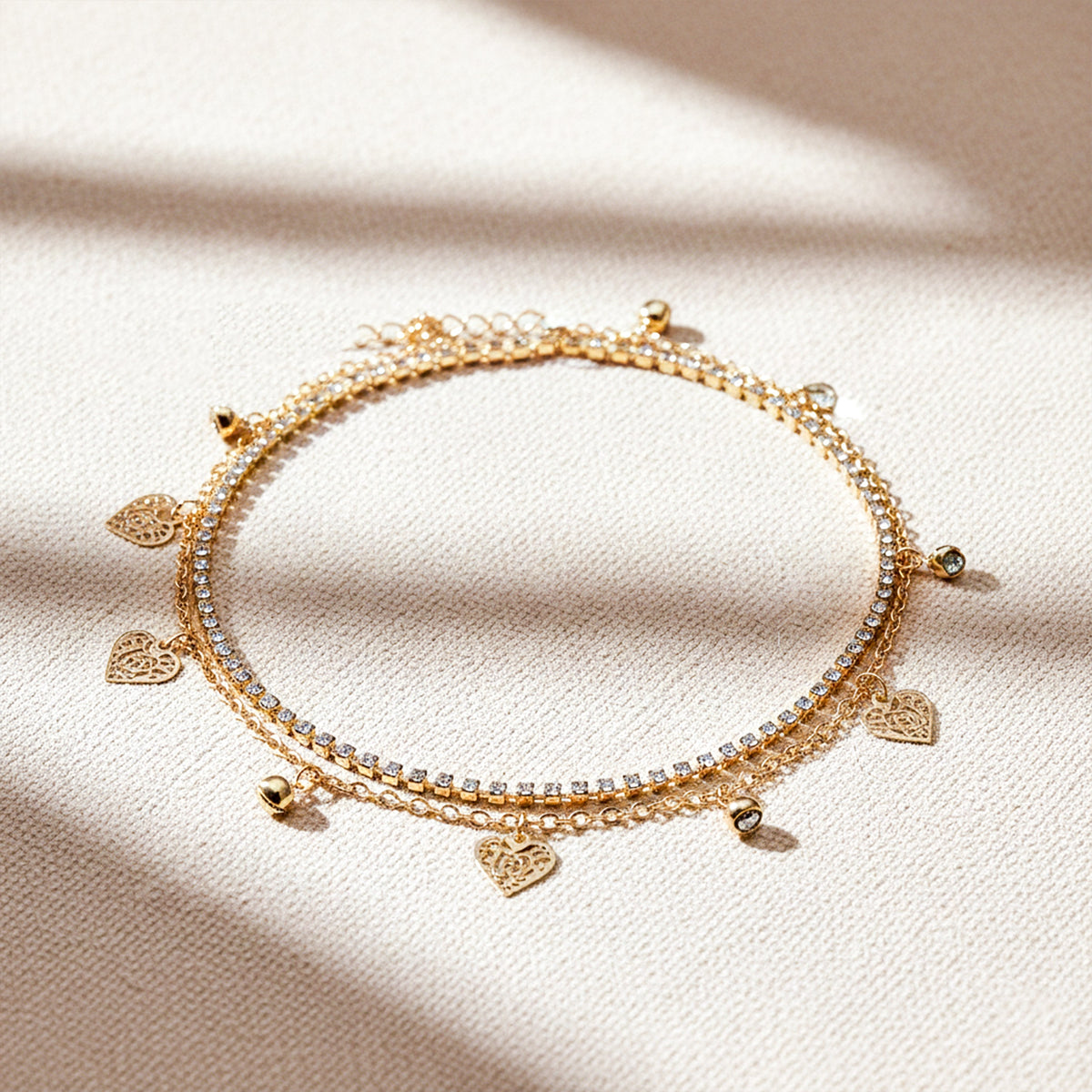 Elite Sparkling Heart Anklet jewellery product view 1