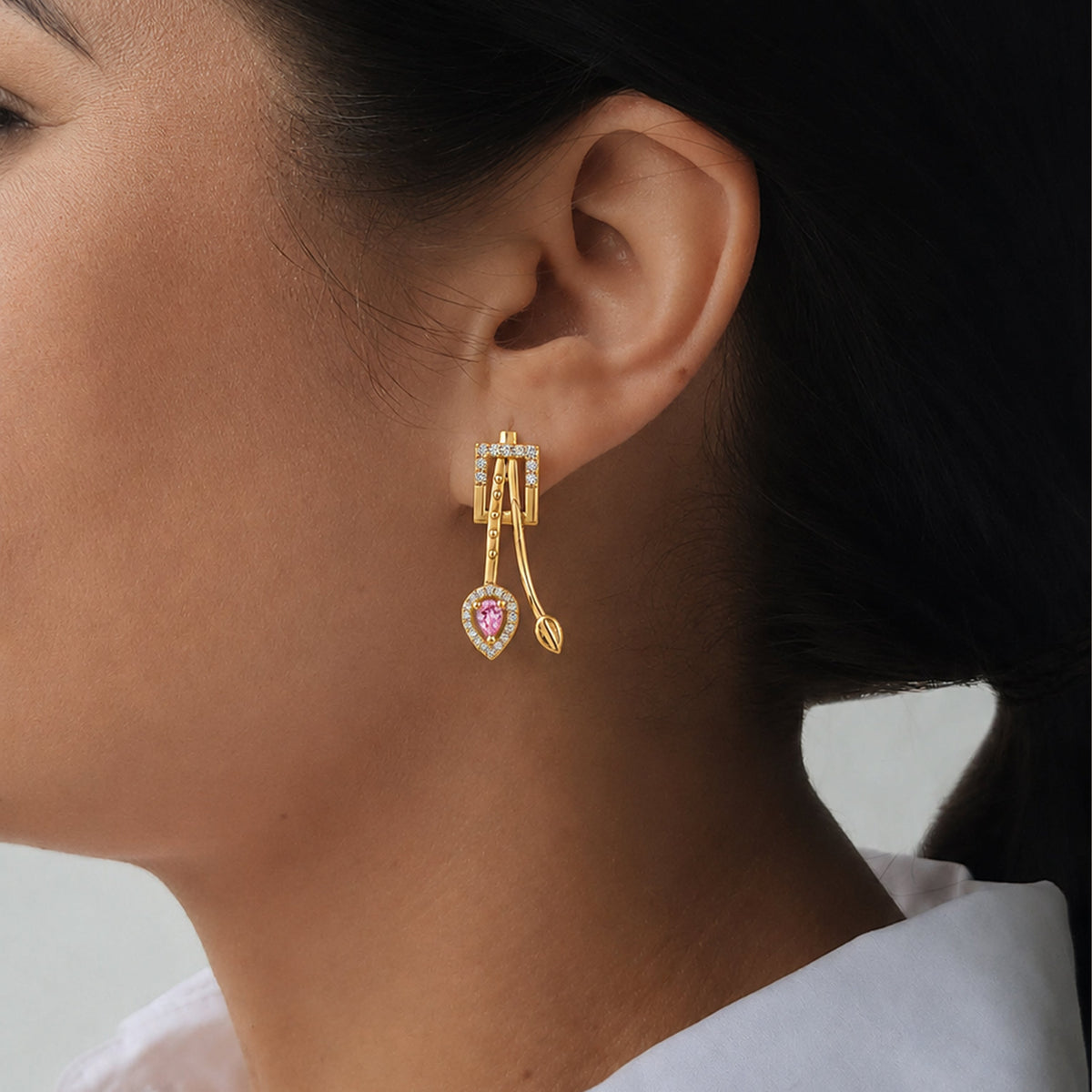Rooh Pink Earrings jewellery product view 3