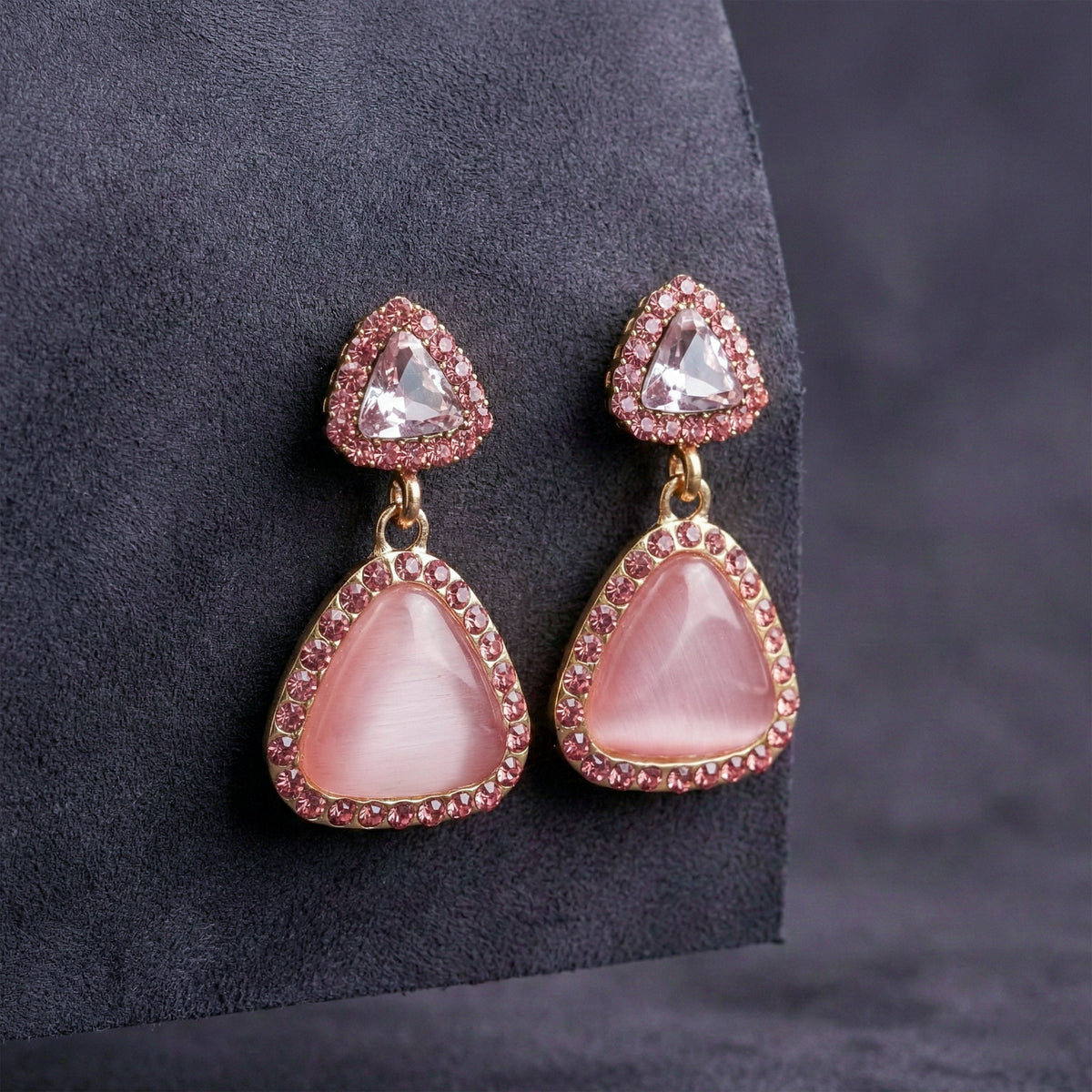 Rose Aura Gemstone Dangle Earrings jewellery product view 1