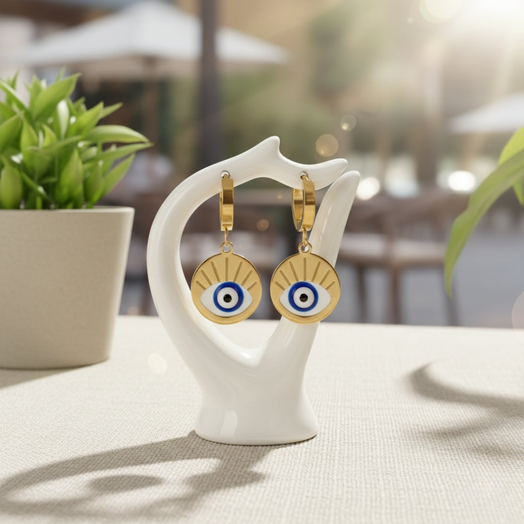 Evil Eye Round Earrings jewellery product view 1