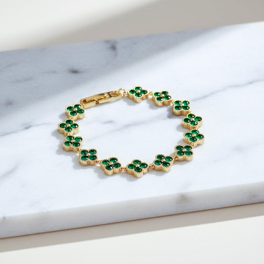 Green Enamel Clover Luxury Bracelet jewellery product view 1